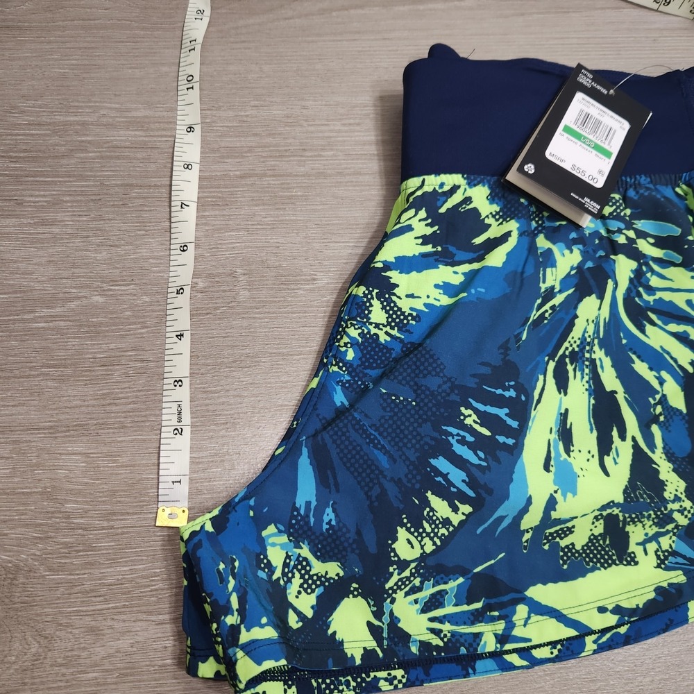 Under Armour Speed Pocket Running Shorts Fitted Lined Blue Green Women's L Nwt - Picture 12 of 12